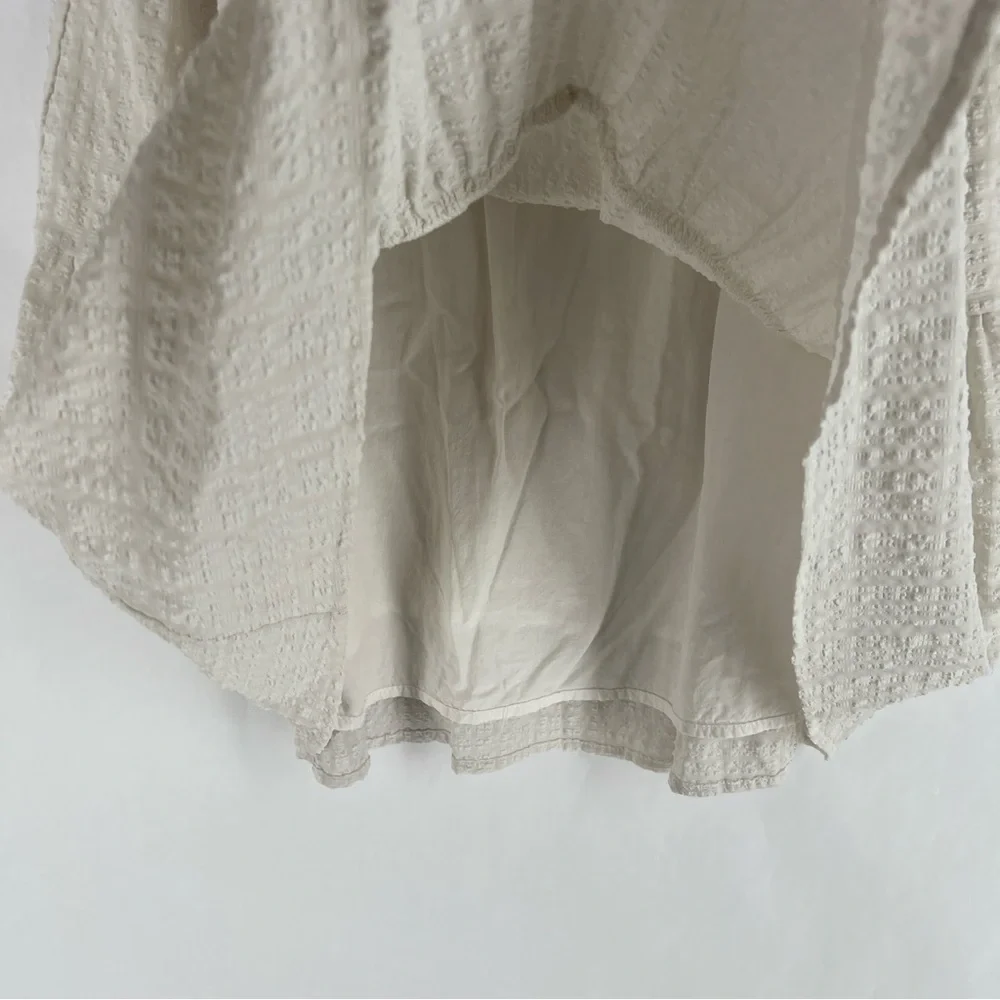 Sophie Rue Cream Lightweight Textured Puff Sleeve Peasant Mini Dress Size L - Picture 5 of 10